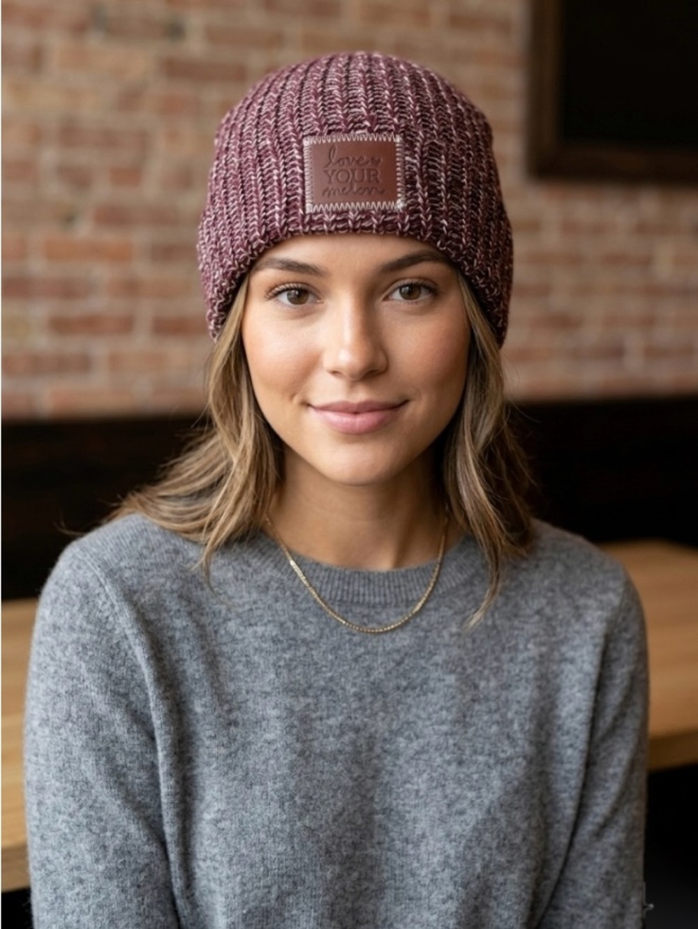 Love Your Melon Marled Plum Knit Beanie